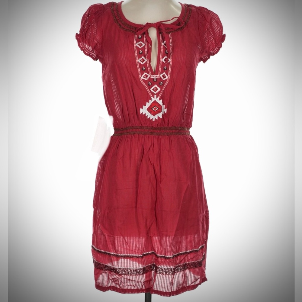 Scully Red Mini Dress with Embroidery